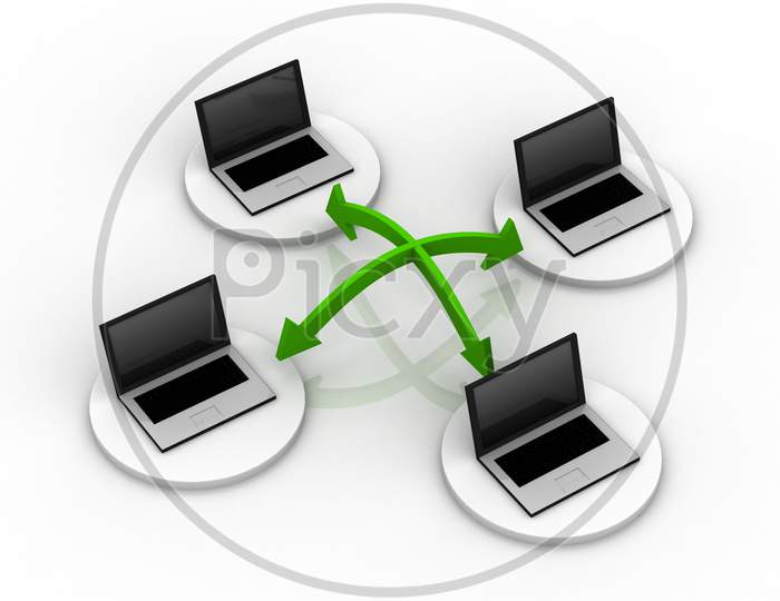 Concept of Laptops Inter Connected to Each Other
