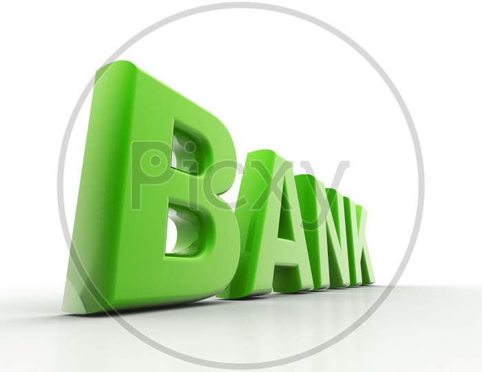 BANK Text Isolated with White Background