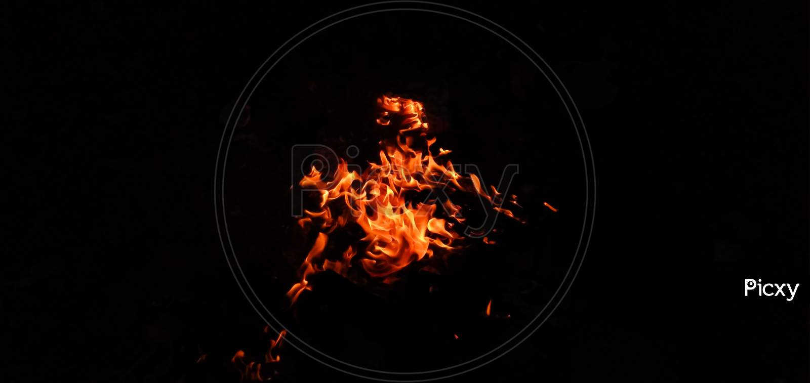 Texture burning fire on black background.
