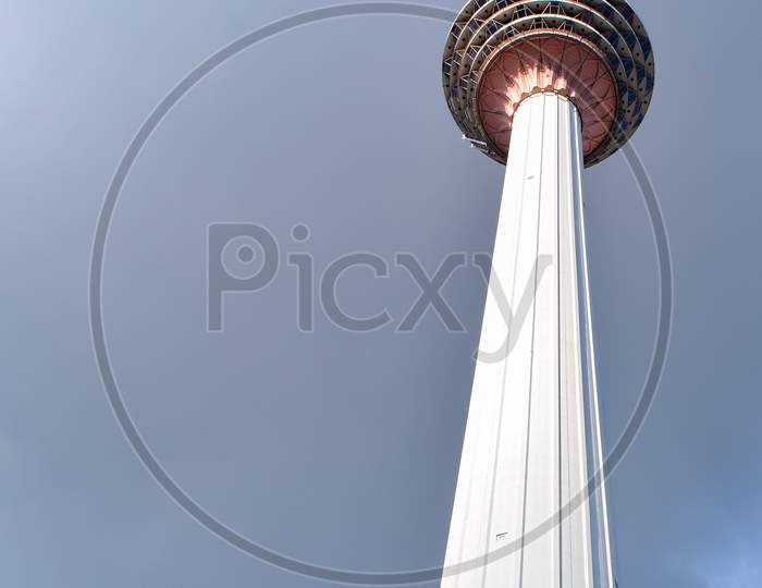 KL Tower view from street, Television tower in Kuala Lumpur, Malaysia