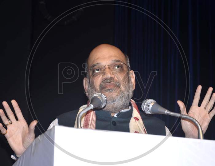Amit Shah delivering speech during the 4th Conclave