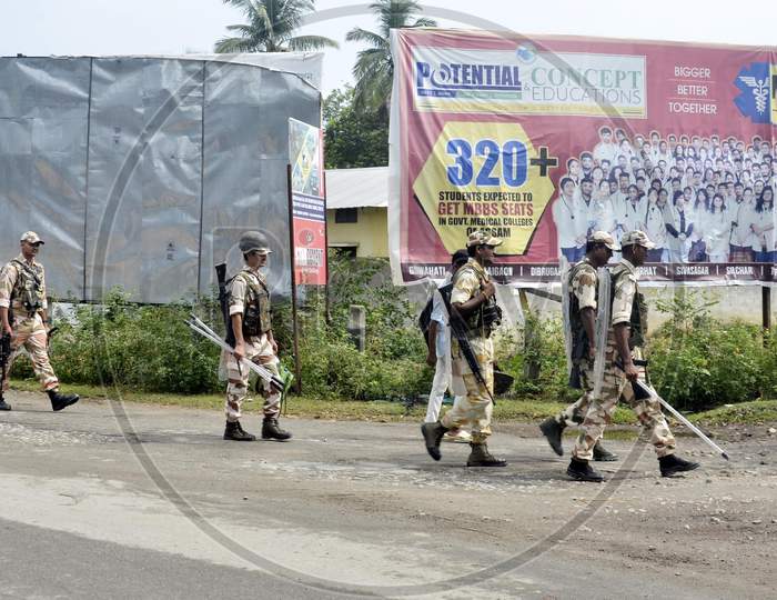 security personnel patrol on a road