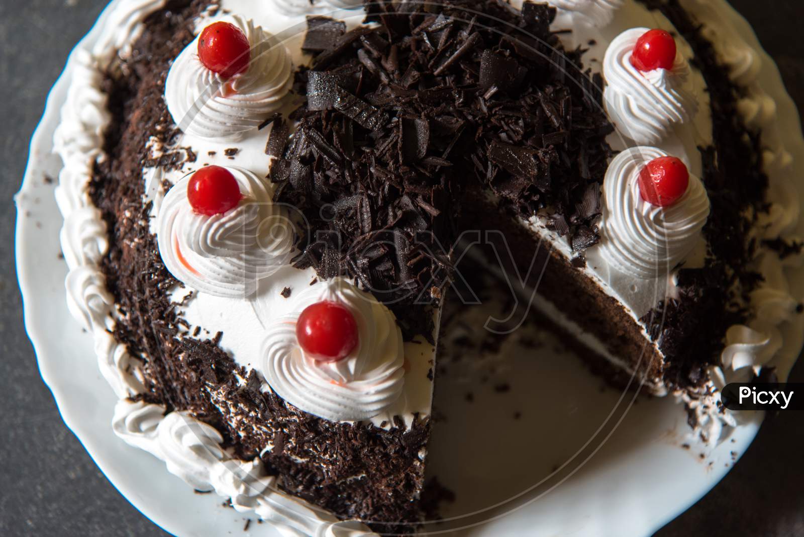 Close Up Of A Black Forest Cake