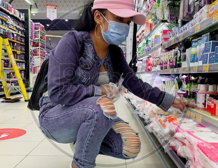 Young Asian Girl Wearing Face Mask And Protective Equipment During Covid-19 Pandemic.