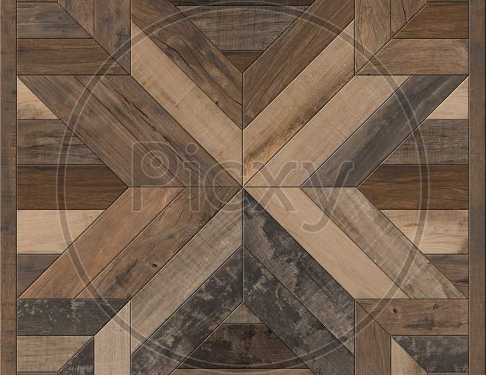 Geometric X Shape Pattern Wooden Decor Floor And Wall Tile.