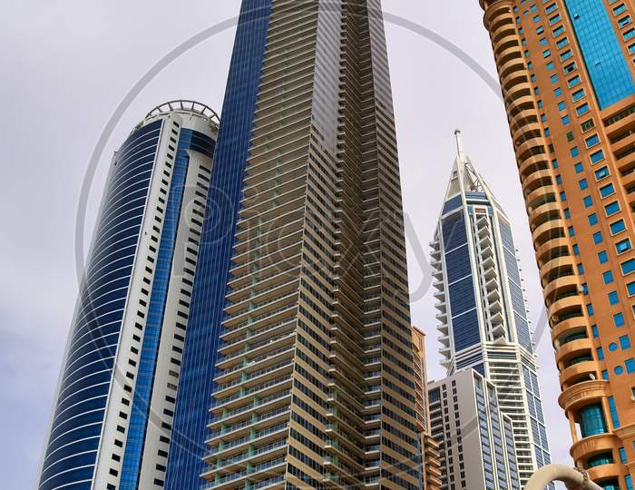 Luxury Modern Skyscrapers In The Center Of Dubai City. United Arab Emirates.