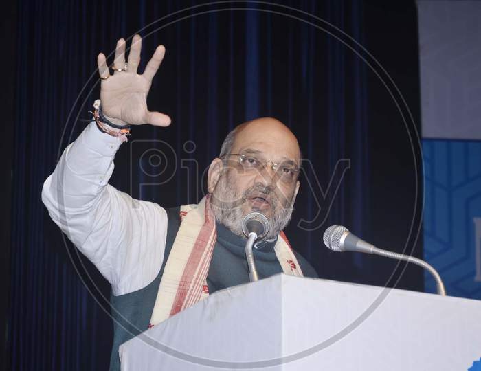 Amit Shah delivering speech during the 4th Conclave