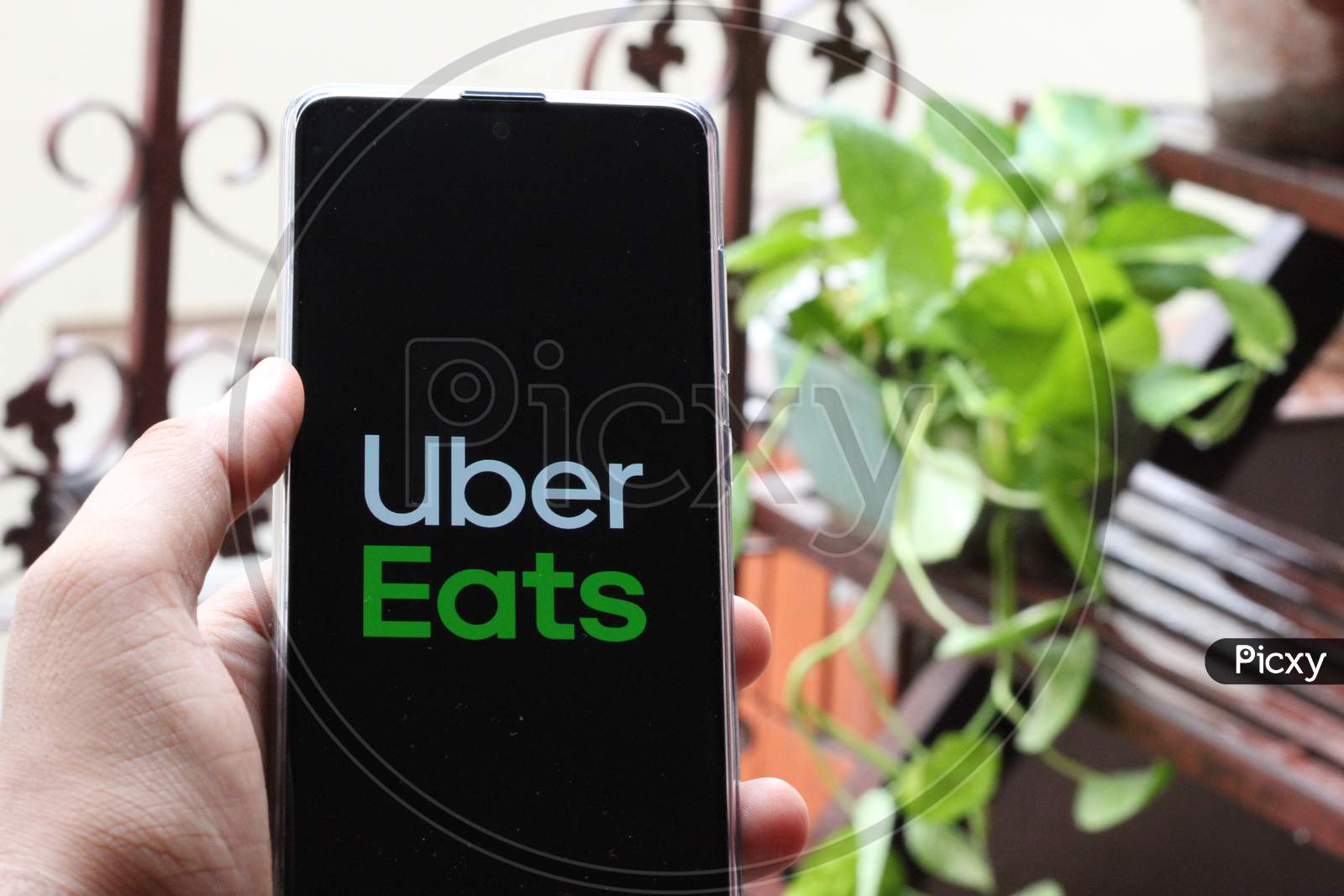 Uber eats application on mobile phone.