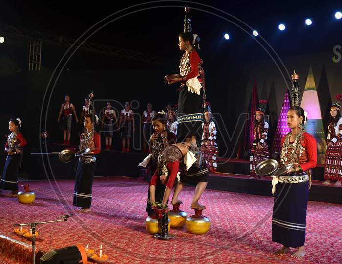 Artists from Tripura  Performing their traditional Hozagiri  dance