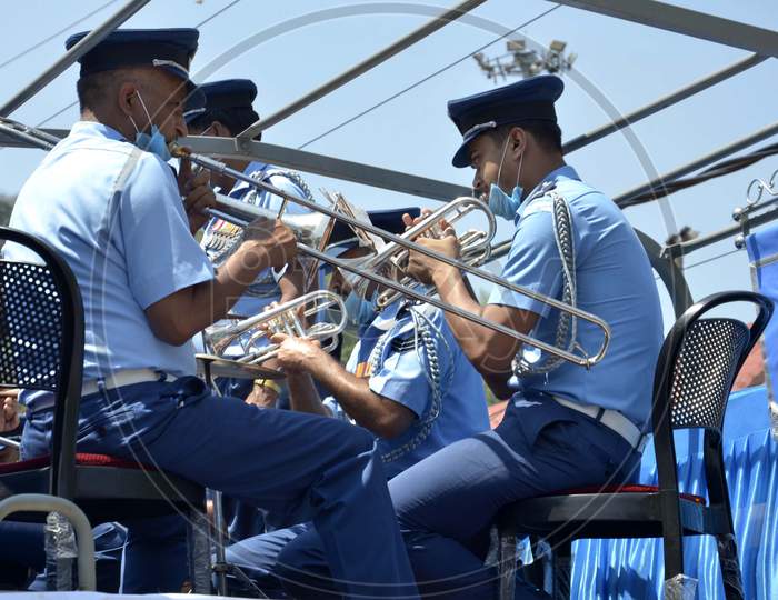 An IAF band performs at Gauhati Medical College and Hospitals (GMCH)