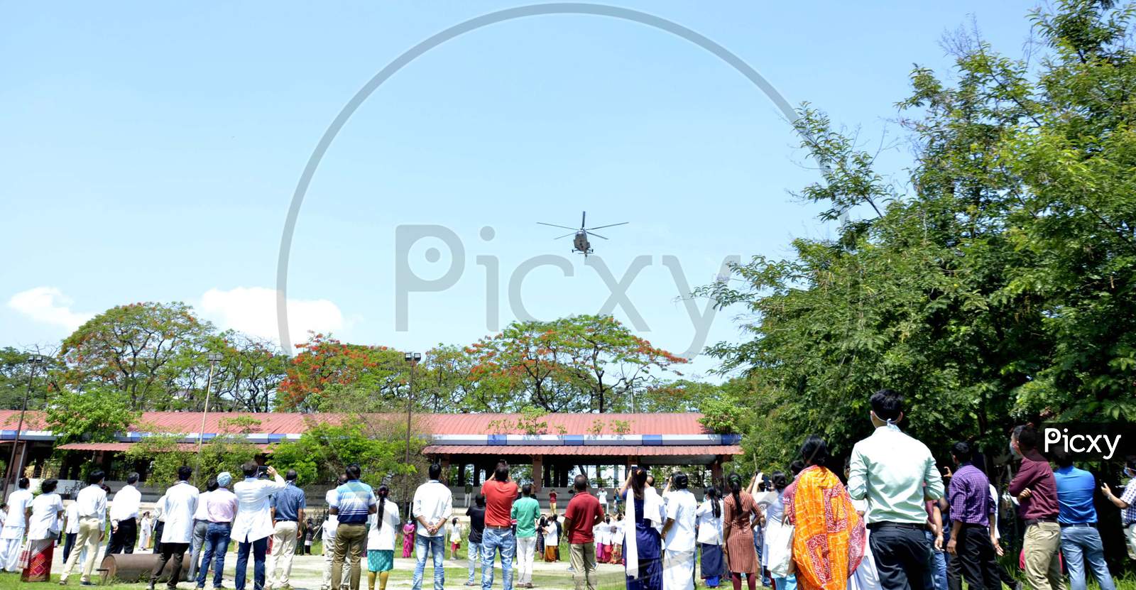 Indian Air Force  Helicopter Shower Flower Petals  over Gauhati Medical College And Hospitals(GMCH)