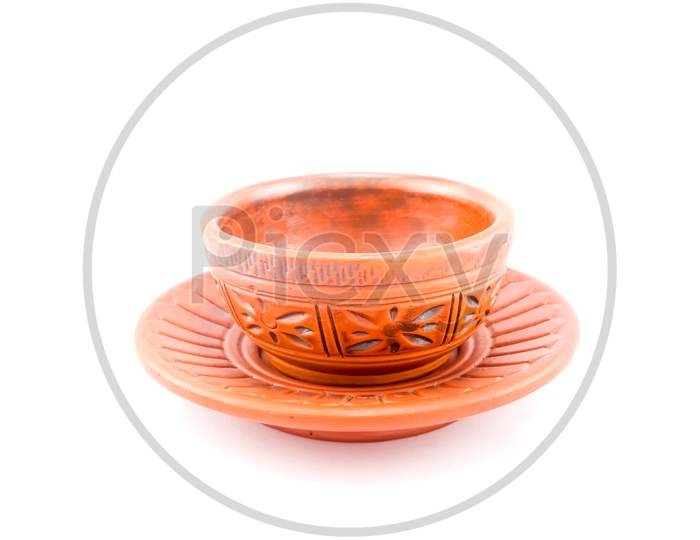 Hand Made Earthen Bowl And Saucer