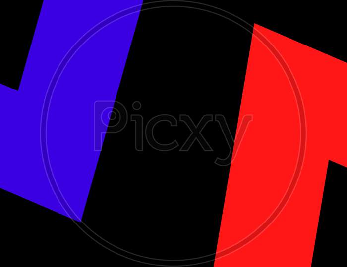 red & blue in black background abstract or illustration