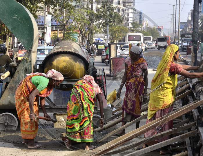 Womens work at Road Construction