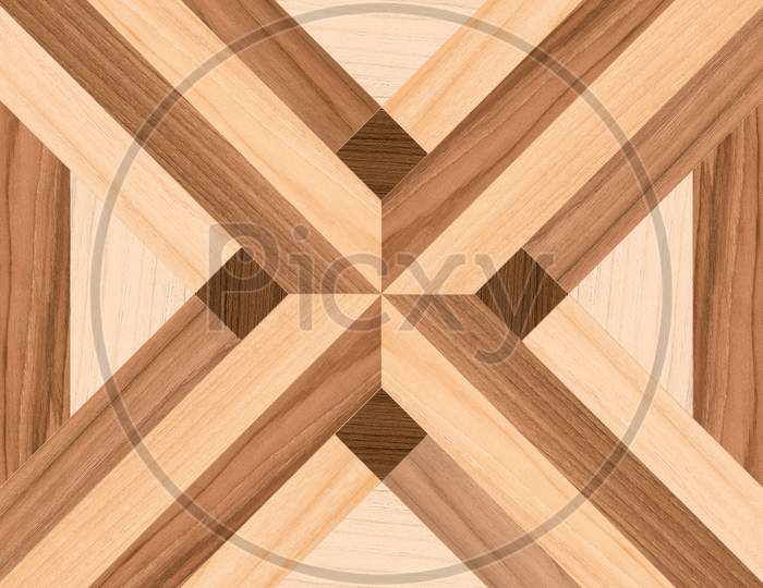 Geometric X Shape Pattern Wooden Decor Floor And Wall Tile.