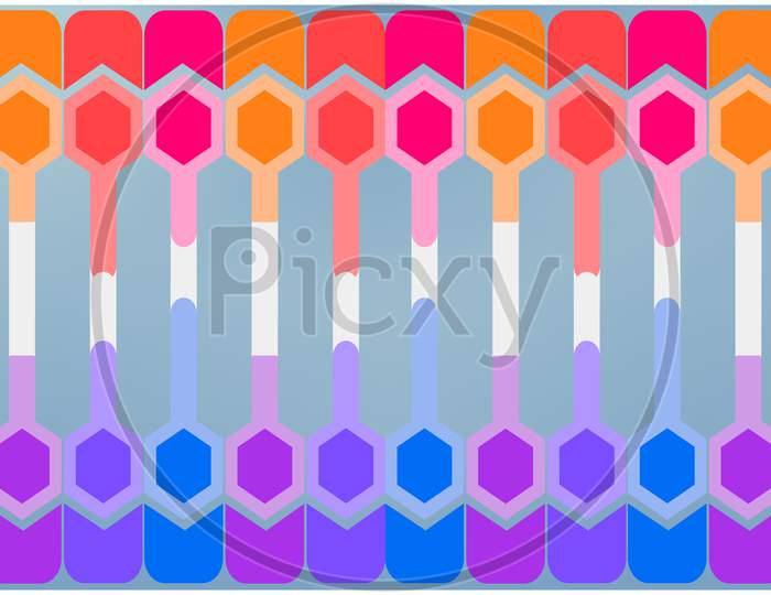 Digital Textile Design Of Hexagon Art On Abstract Background