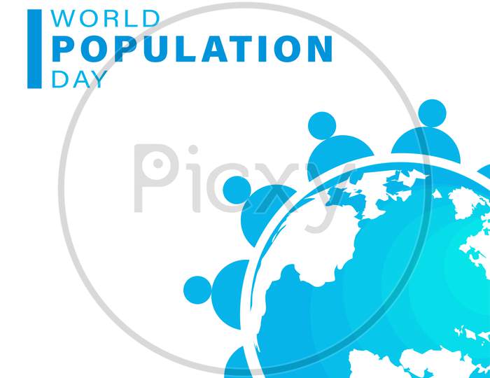 World Population Day, Earth Globe, Poster, Template For Web, Vector Illustration