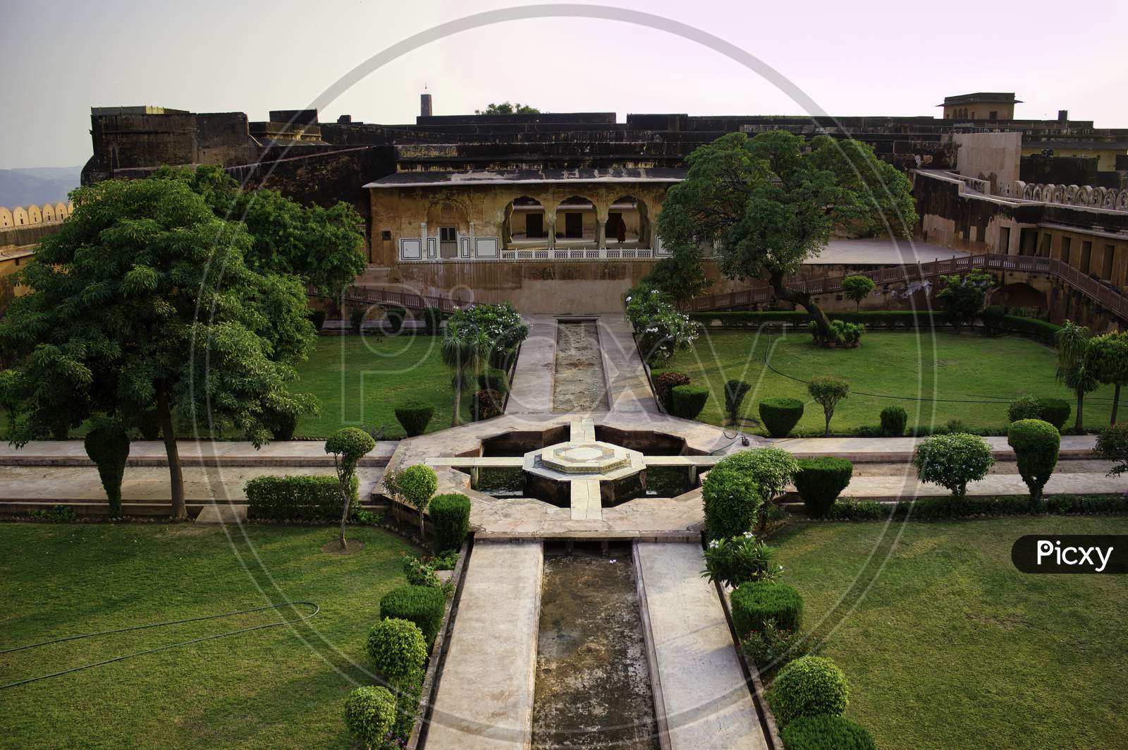 Interior Of A Royal Garden Inside A Fort Located In Jaipur City Of Rajasthan State In India