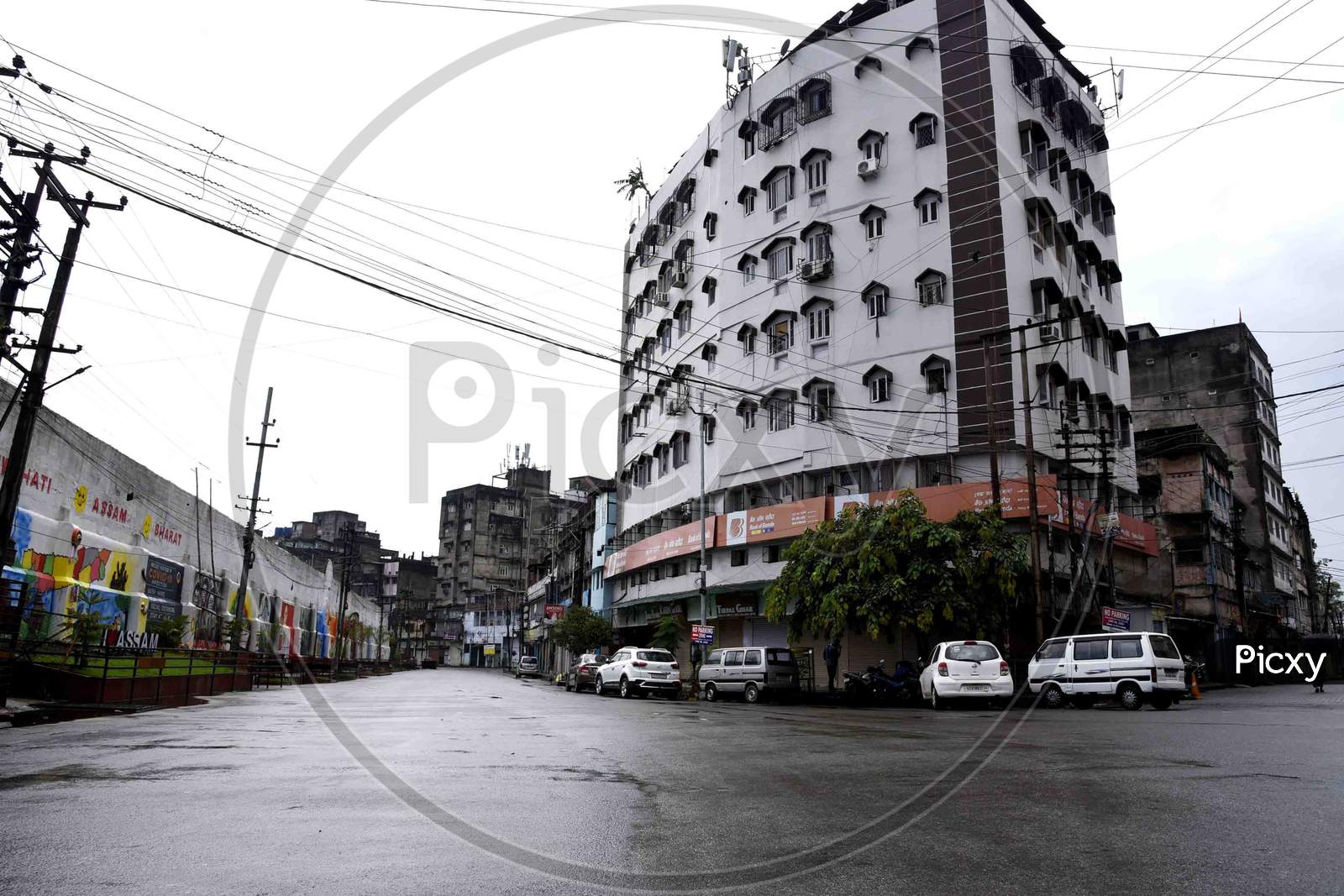 A view of Fancy Bazar deserted look