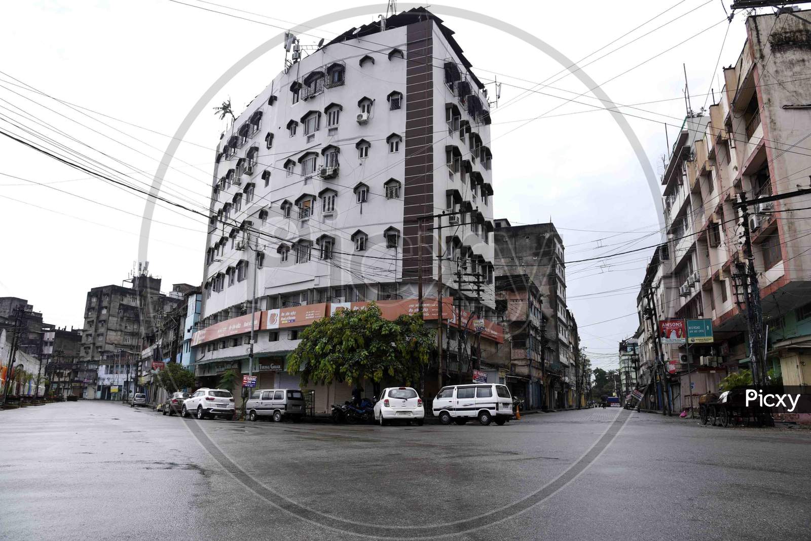 A view of Fancy Bazar deserted look