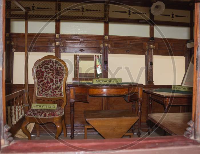 Maharani's Royal Coach in Mysore Rail Museum in Karnataka/India.