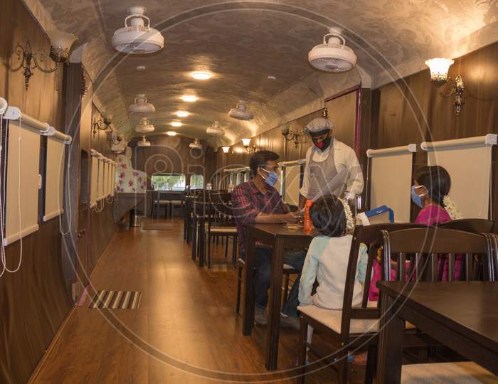 Rail Cafe inside in Rail Museum of Mysore/Karnataka/India.