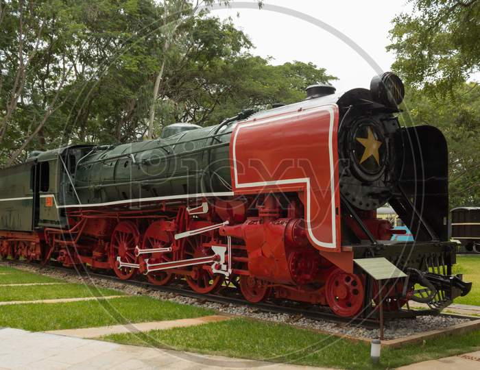 Heritage Steam Engine in Mysore rail museum in Karnataka/India.