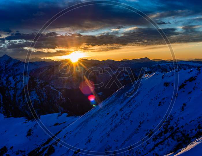 Sunrise view from top of the mountain