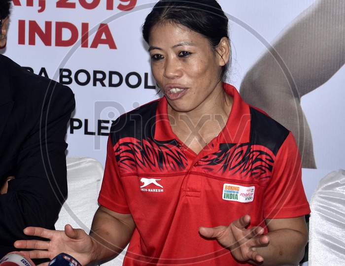 India's boxer Mc Mary Kom addressing a Press Conference