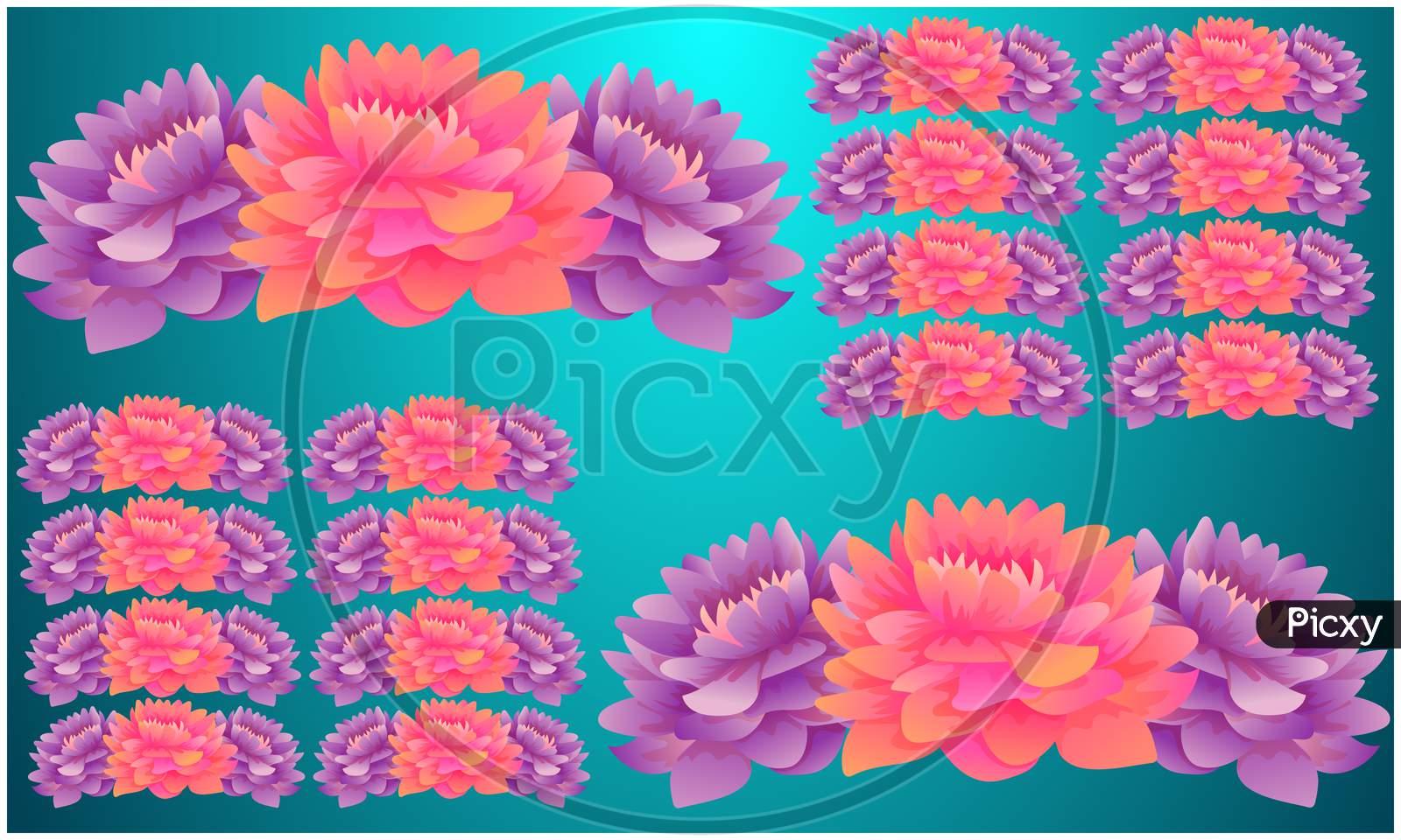 Digital Textile Design Of Flowers On Abstract Background