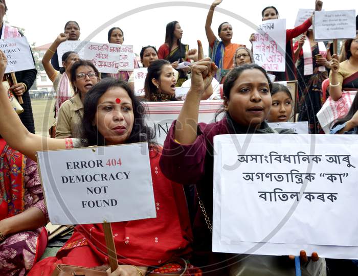 Womens stage a protest  and taking out a rally against Citizenship Amendment Act in Guwahati