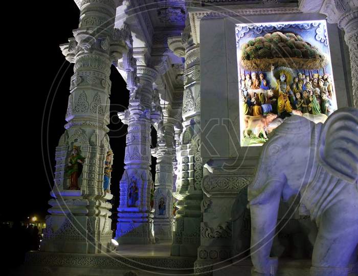 Mathura, India - May 10, 2012: Exterior Of Prem Mandir ( Love Temple Aka Hindu Temple ) Located In Vrindavan