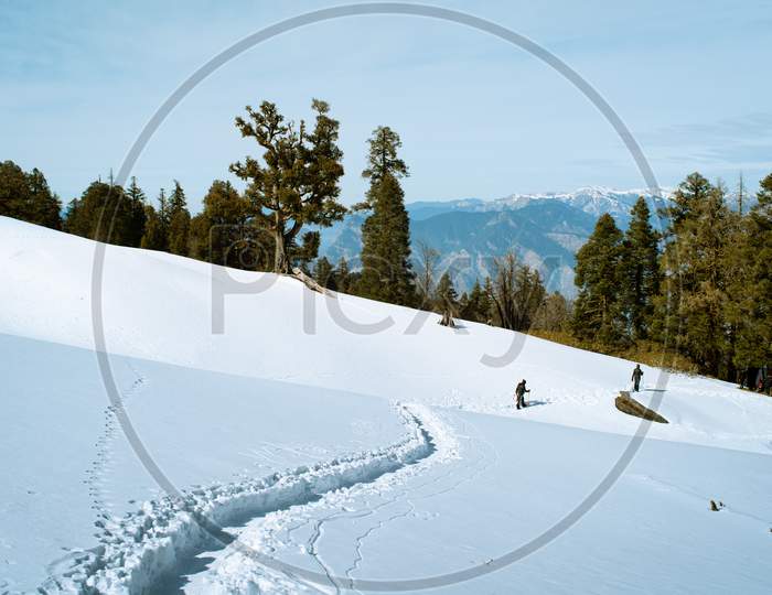 White snow-covered natural beauty on the Himalayan Mountains