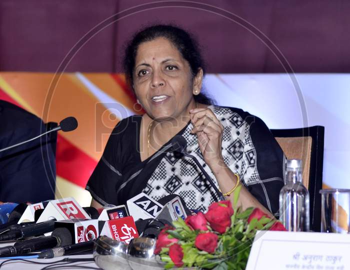 Nirmala Sitharaman,Finance Minister Govt  of India addressing a press conference