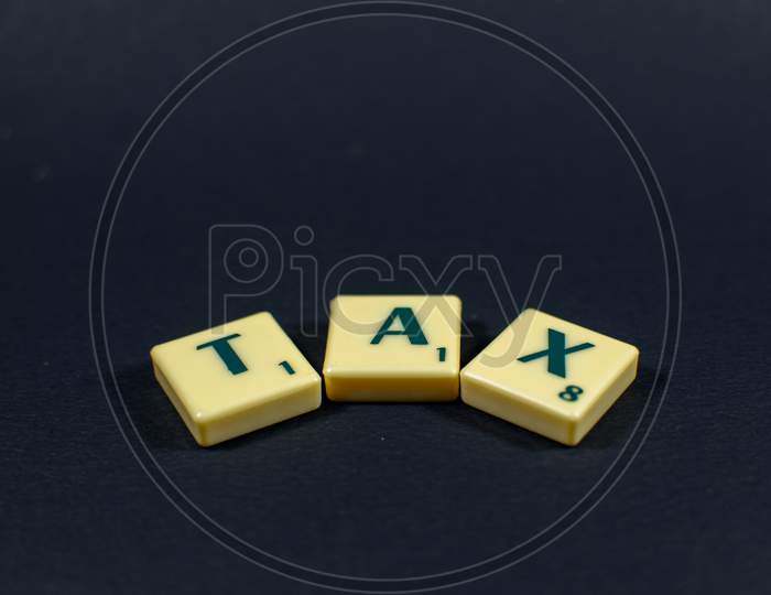 Tax word demographic image using by block letter for various purpose of tax return or tax related work or issue