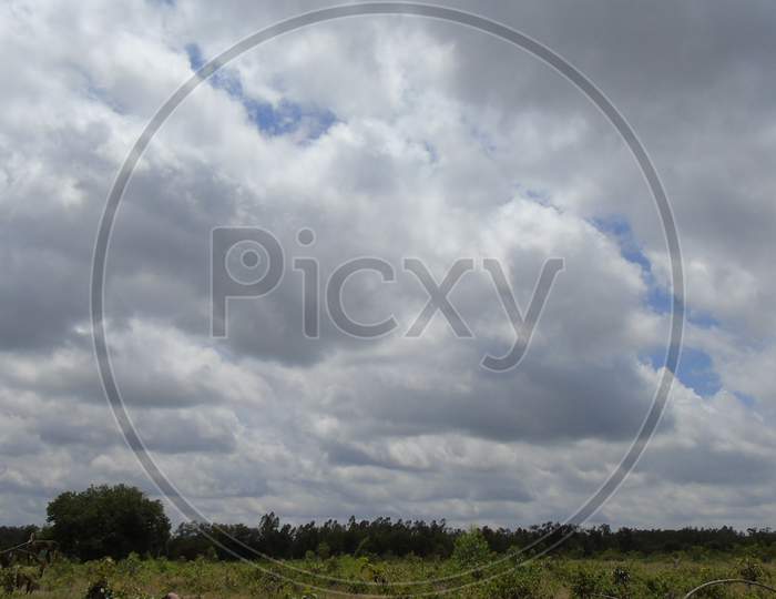 cloudy sky above agriculture land