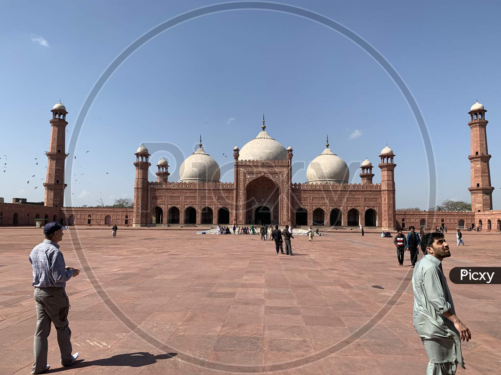 12 Of  March 2020, Badshahi Mosque With Clear Blue Sky