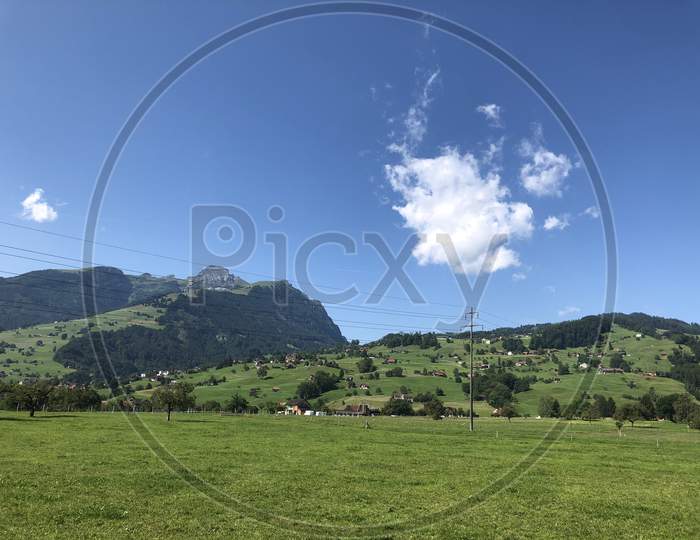 Lovely landscape in Switzerland on a sunny summer day