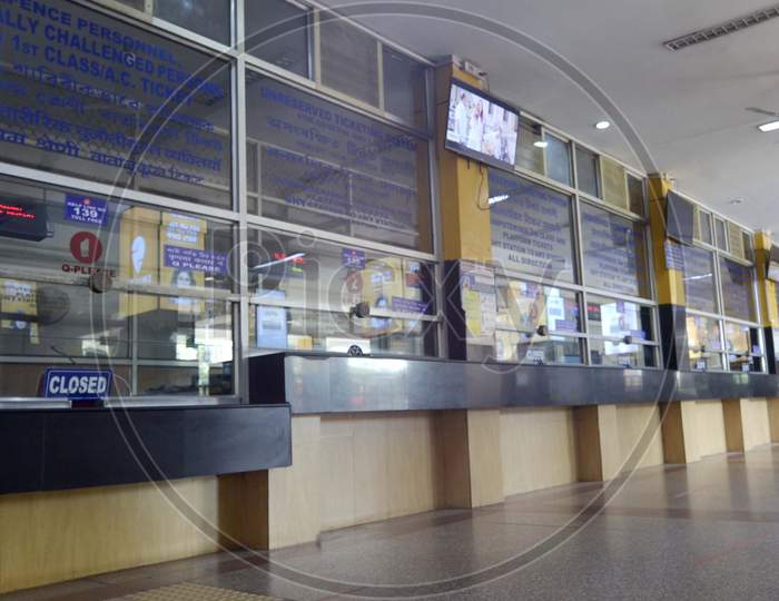 A Closed view of Railway Ticket Counter