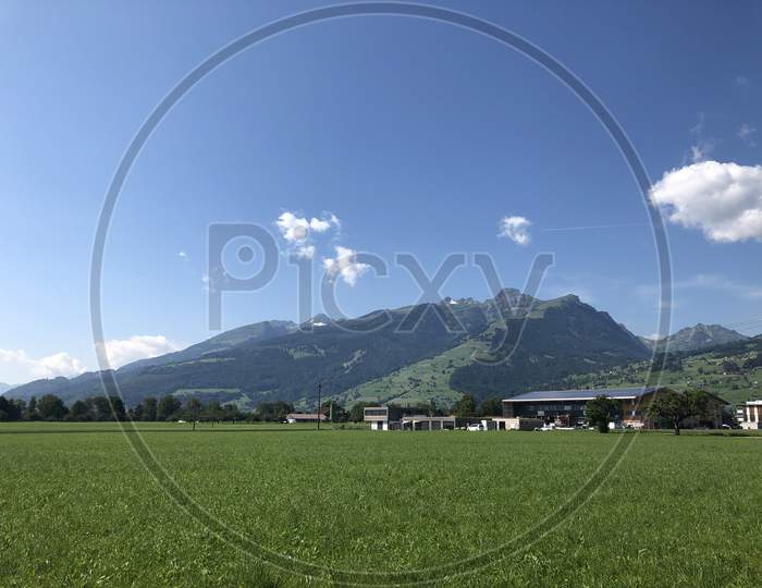 Lovely landscape in Switzerland on a sunny summer day
