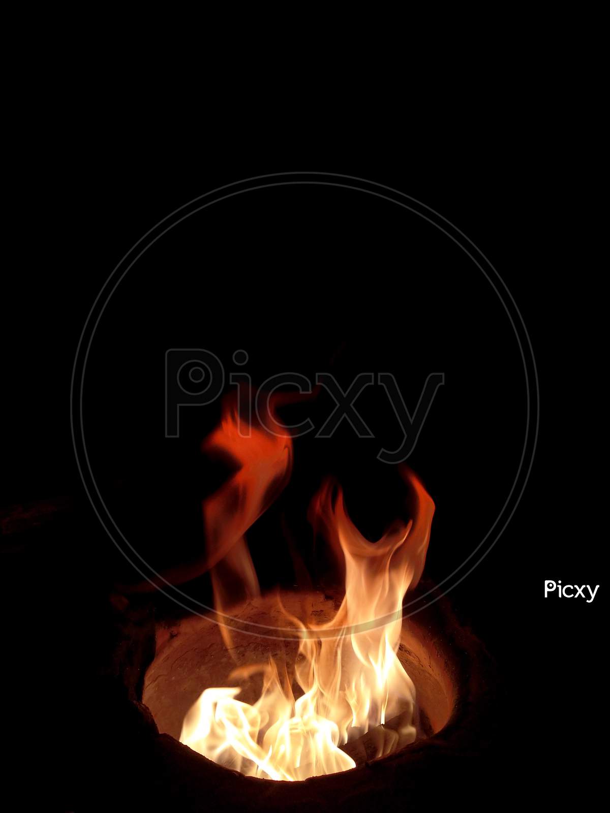 Image of Strange Structure Of Fire Flame In Black Isolated  Background-AA408011-Picxy