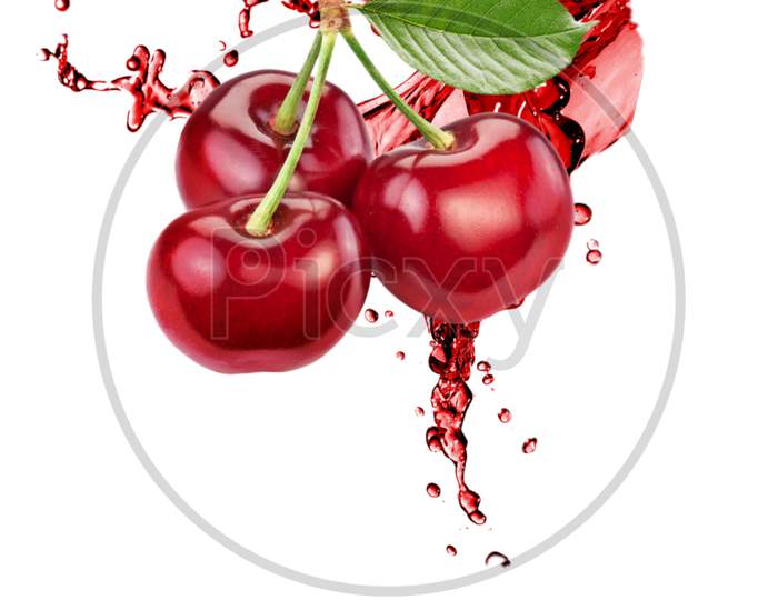 Cherries with drops isolated on white