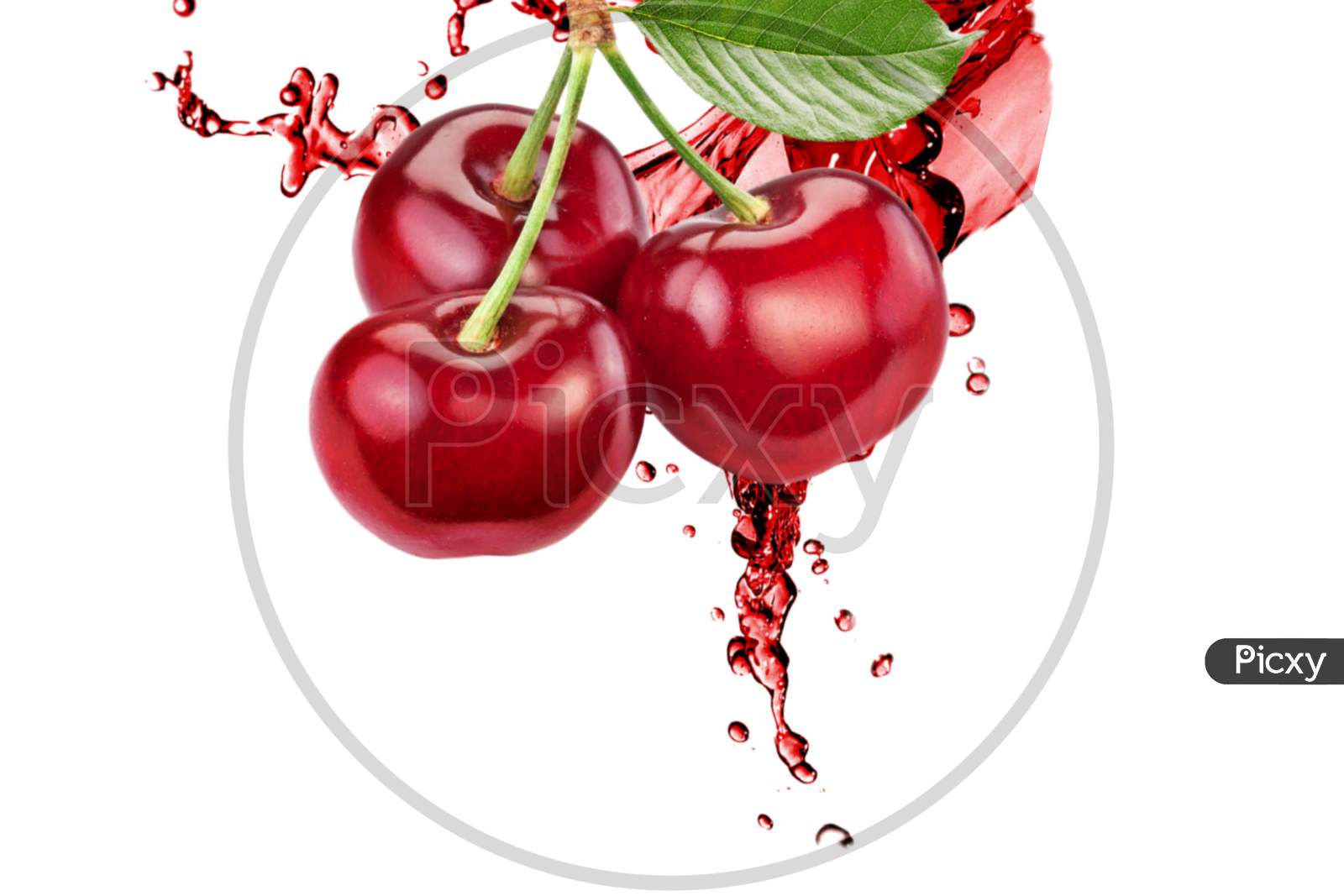 Cherries with drops isolated on white