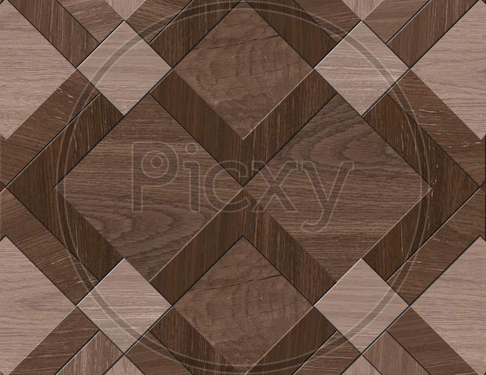Geometric Pattern Wooden Floor And Wall Mosaic Decor Tile.