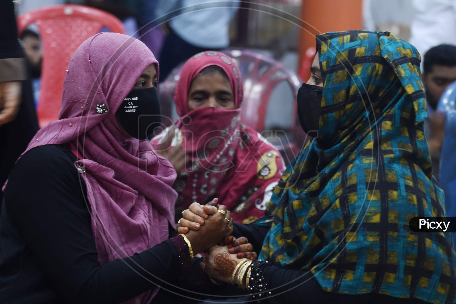 Muslims greet each other On The Occasion Of Eid Al-Adha,on July 31, 2020 In Chennai