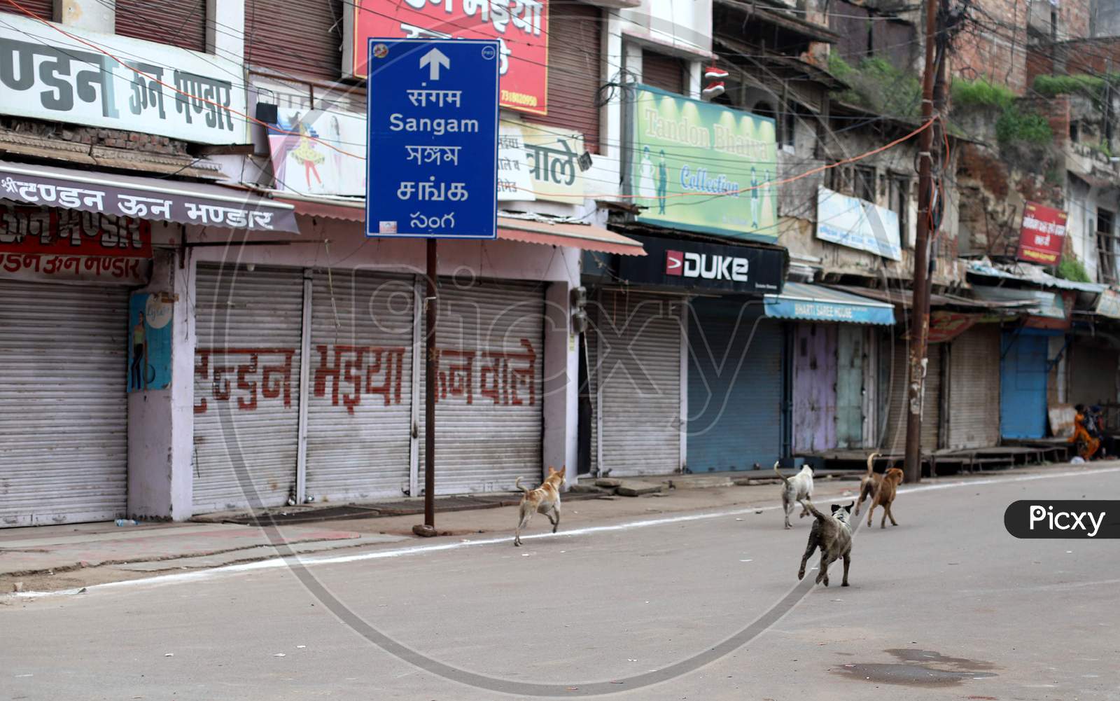 A view of closed shops on the occasion of Eid Al- Adha during the outbreak of the coronavirus disease (COVID-19) in Prayagraj, August 1, 2020.
