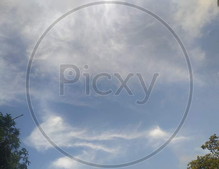 Blue and white sky background
