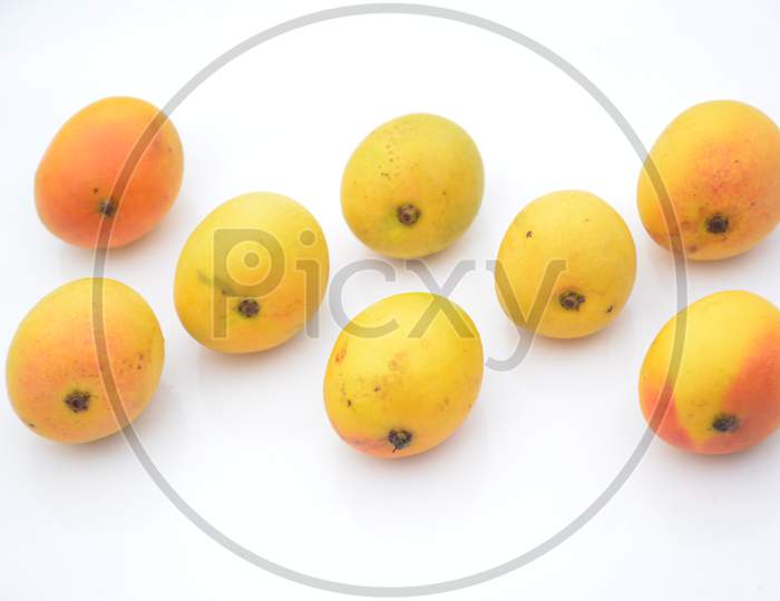 Bunch The Red Yellow Mango Isolated In White Background