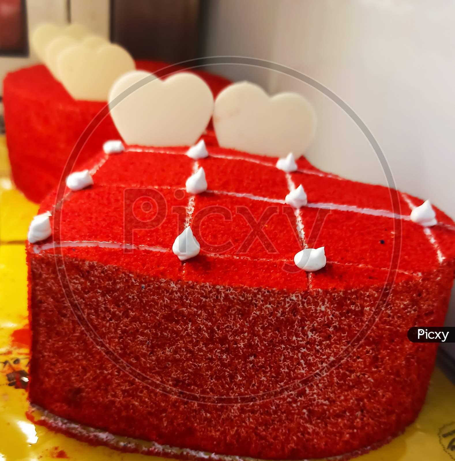 Red velvet cake with heart shape
