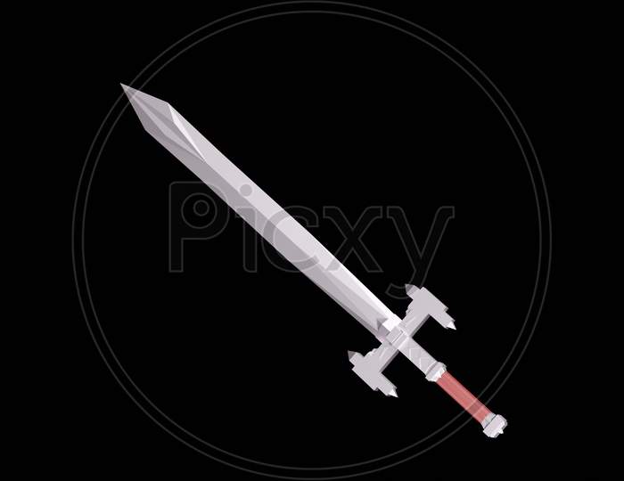 sword with black background 3D illustration